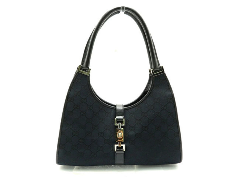 Gucci Shoulder Bag Canvas Black GG